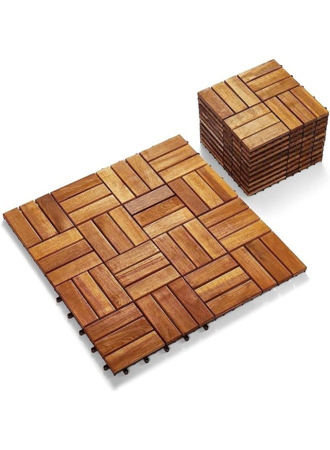 FFD Wooden Floor Interlocking Decking Tiles Hardwood Flooring Deck Brown 30x3x30cm - Image 1